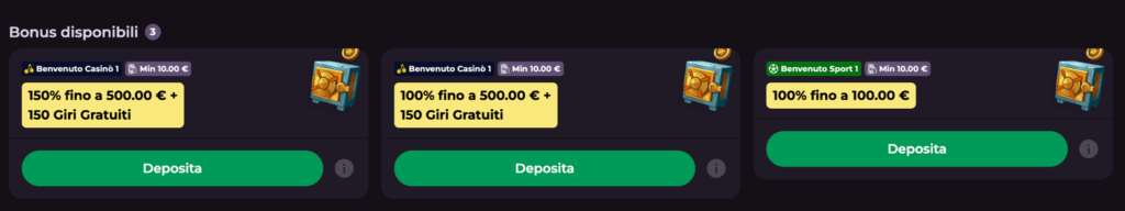 Bonus Disponibili